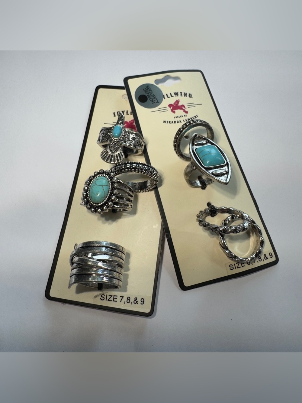 Size 7,8 & 9 Idyllwind Silver Ring Set with Turquoise Accents - Blue
